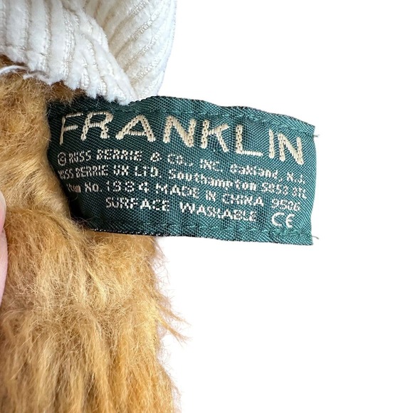 Vintage Russ Berrie & Co 'Franklin' Plush Patriotic 11" Teddy Bear Overalls - Picture 6 of 7